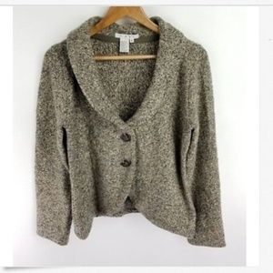 Cabi Sweater Beige Knit LS Two Buttons Medium